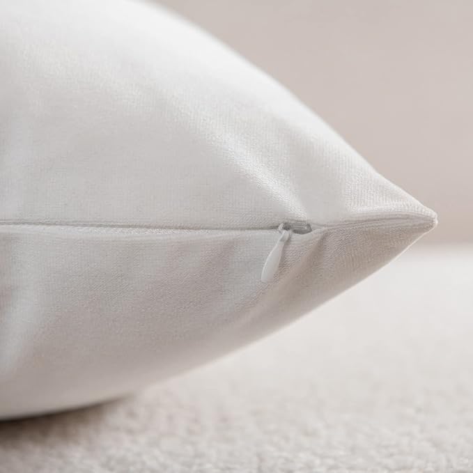 Euro Sham Covers 26x26 Ivory White: Pack of 2 Cozy Soft Velvet Square Modern Luxury Decorative Throw Pillow Cases for Sofa Couch Living Room Bed Home Decor