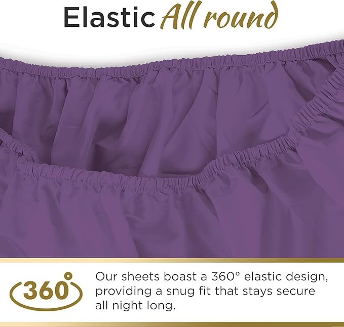 Full XL 100% Microfiber Double Brushed Sheet Set - Extra-Soft, Breathable & Wrinkle-Free - 15" Deep Pockets, 54" x 80" - Ideal for Extra Long Full Beds - 4PC Set (Full XL, Purple)