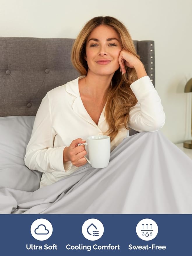 Extra Deep Twin Sheet Set - 4 Piece Breathable and Cooling Sheets - Hotel Luxury Bedding for Women, Men, Kids & Teens - Easy Secure Fit - Soft, Wrinkle Free & Comfy - Extra Deep Pockets - French Grey