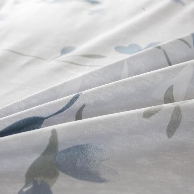 OAITE Duvet Cover Set Twin Size Floral Pattern Ultra Soft 100% Cotton Duvet Cover Sets 3-PC, Breathable Duvet Cover with Zipper Closure & Corner Ties(2 Pillow Shams,1 Duvet Cover)