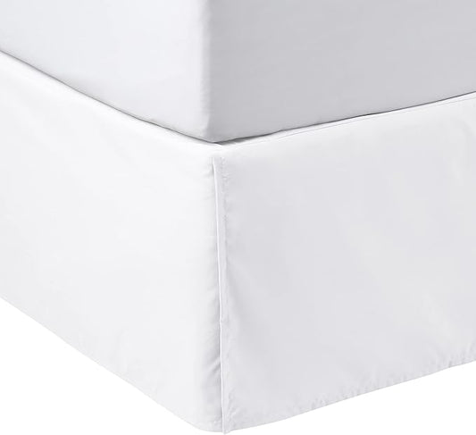 Amazon Basics Lightweight Pleated Bed Skirt, Twin, Bright White, Solid (Pack of 8)