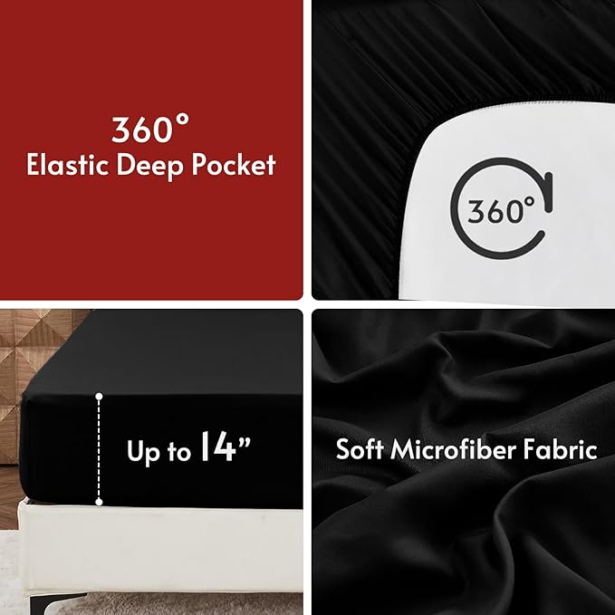 MUXHOMO 7 Pieces Oversized Queen Comforter Set, Reversible Bed in a Bag Oversized Queen Size, All Season Bedding Set with Comforter, Flat Sheet, Fitted Sheet, Pillowcases & Shams, Red & Black