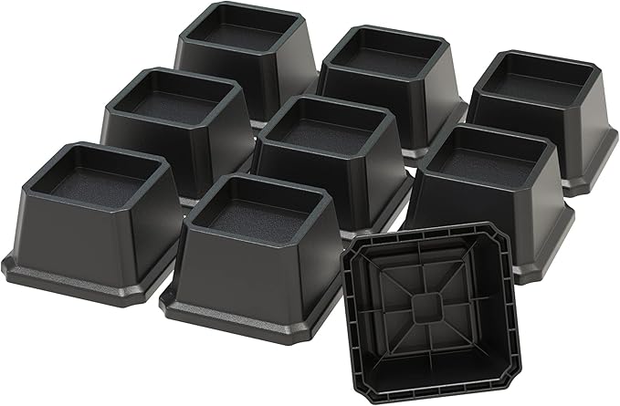 Bed Risers 2 Inch Set of 9, Heavy Duty Bed Elevators Lifts Up 2000 lbs Furniture Riser for Sofa and Table, Black
