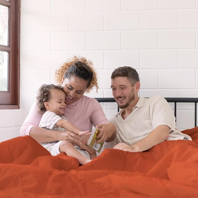 Maple&Stone King Flat Sheet 6 Pack,Premium Soft & Breathable,Brushed Microfiber Fabric,Anti-Shrinkage & Non-Fading,Bulk Flat Sheets Only King Size (Burnt Orange)