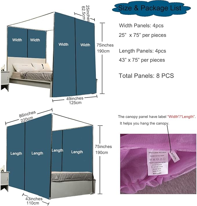 Akiky Canopy for Girls Room Bed Curtains Sheer Curtain for Twin Full Queen Size Bed Drapes,8 Panels Canopies with Light,Room Décor(Twin,Sage Green)