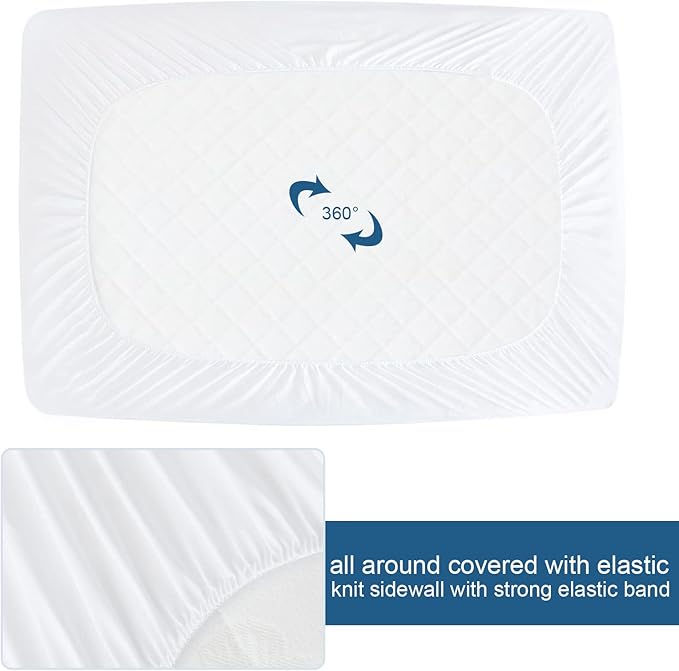 California King Mattress Protector 100% Waterproof & Noiseless & Soft & Skin-Friendly Terry Surface Perfectly Fitted up to 18'' Depth Cal King Mattress Cover Protector