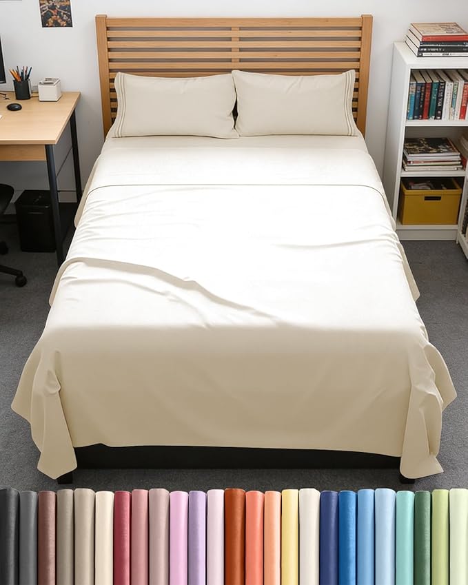 Full XL Size 4 Piece Sheet Set - Comfy Breathable & Cooling Bed Sheets Set - Hotel Luxury Bedding for Women, Men, Kids, Teens, Boys & Girls - Deep Pockets, Soft, Wrinkle Free - Oeko-Tex - Off White