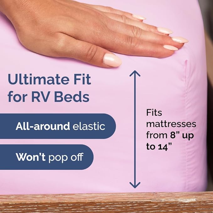 Short Queen RV Size 4 Piece Sheet Set - Comfy Breathable & Cooling Bed Sheets Set - Hotel Luxury Bedding for Women, Men, Kids, Teens, Boys & Girls - Deep Pockets & Ultra-Soft - Oeko-Tex - Light Pink
