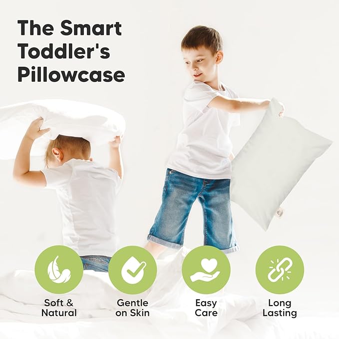 KeaBabies Toddler Pillowcase 13"x18" - Organic Cotton Toddler Pillowcase for Kids, Boys, Girls, Soft & Durable Cotton Cover for Miniature Sleepy Pillows,Cute Colors,Pillow Sold Separately(Pearl Gray)