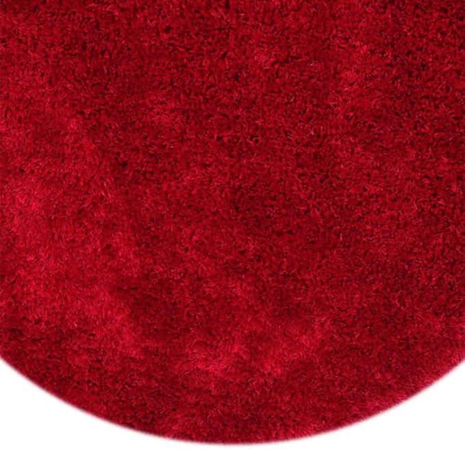 Hand Tufted SHAG Polyester ECO-Friendly Area Rugs - 8'x8', Round, Dark Pink, Solid Plain Design, High Pile Thick Handmade Anti Skid Area Rugs for Living Room, Bed Room K00111