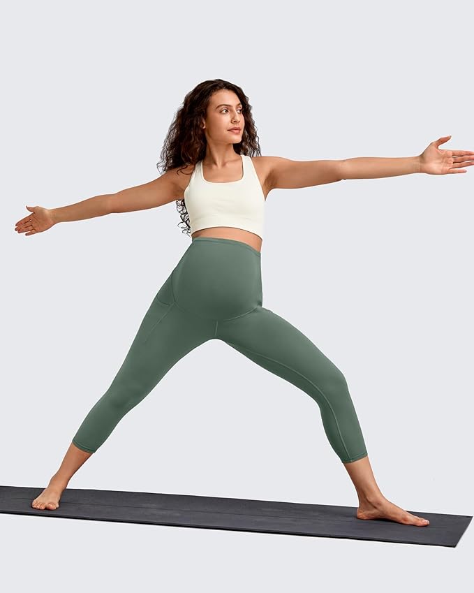 G4Free BareFeel Maternity Leggings with Pockets Over The Belly Stretchy Workout Yoga Pregnancy Pants