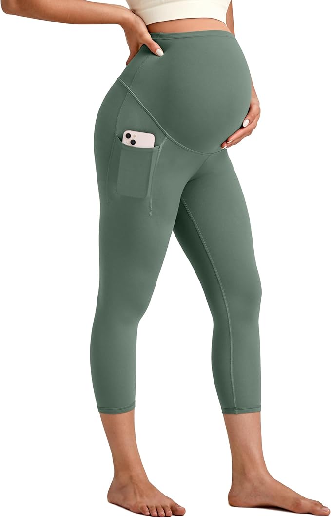 G4Free BareFeel Maternity Leggings with Pockets Over The Belly Stretchy Workout Yoga Pregnancy Pants