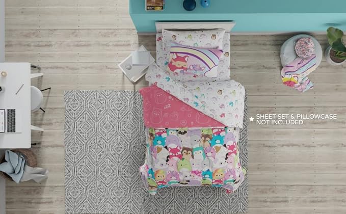Squishmallows Bedding Super Soft Microfiber Reversible Comforter, Twin, (Official Licensed Product) by Franco