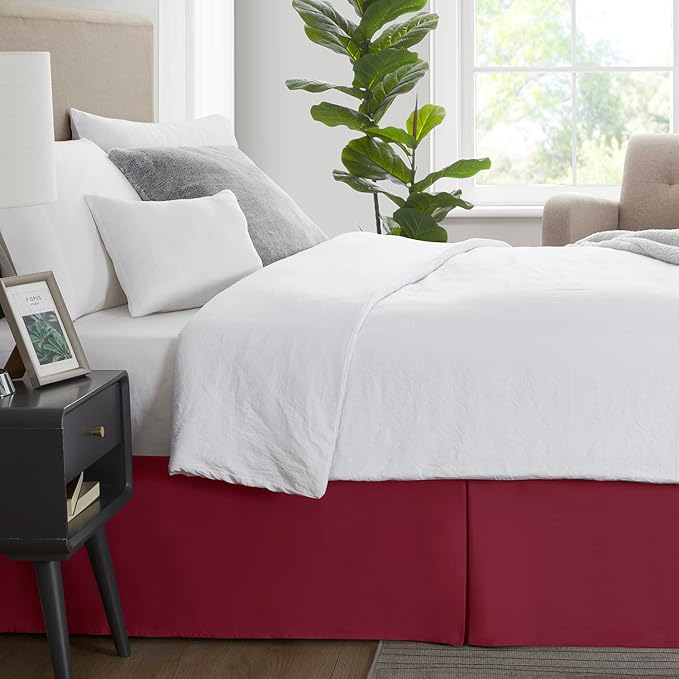 Nestl Red Heaven Full Bed Skirt - Full Size Bed Skirt 14 Inch Drop - Brushed Microfiber Bed Skirts - Hotel Quality Pleated Bed Skirt - Shrinkage & Fade Resistant