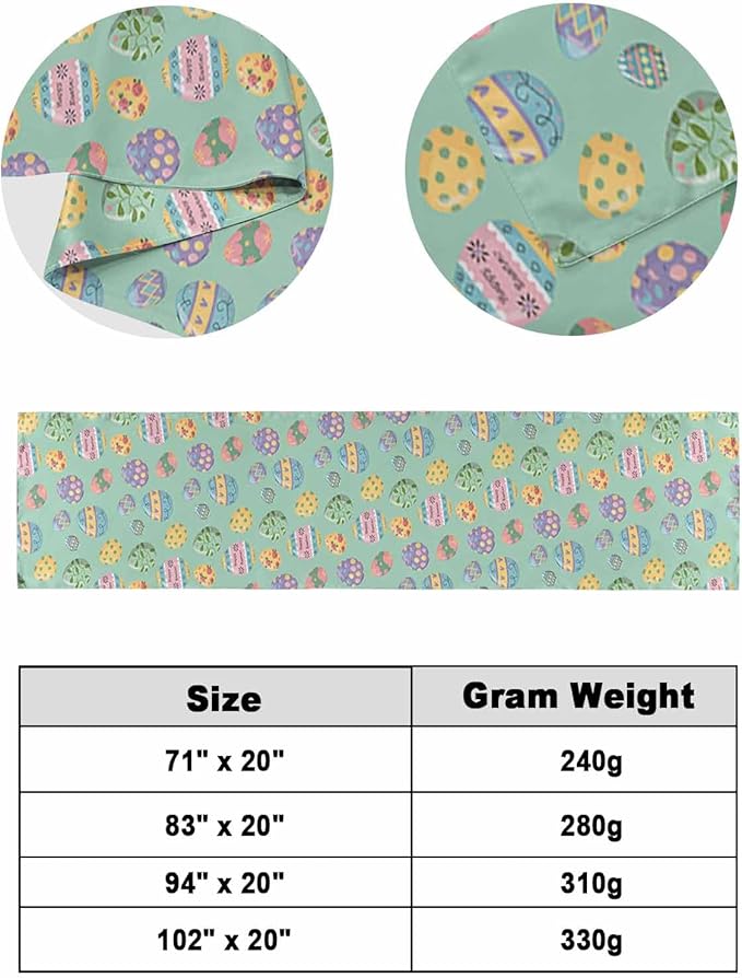 Happy Easter Eggs Bed Runners for Bedroom Hotel,Decorative Bedding Scarf Seamless Colorful Egg on Green Bed End Blanket Bedding Runner Scarves for Twin Size Beds,71x20in
