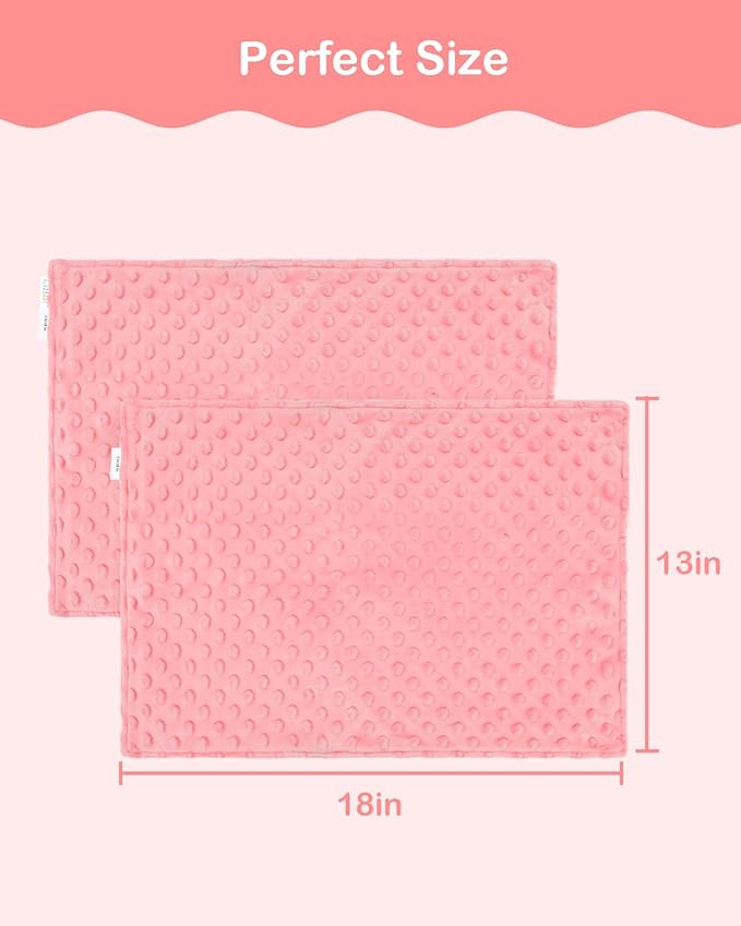 ALVABABY Toddler Pillowcase Kids Pillow Cover Polyester Bean Velvet Soft Warm 2 Pack Fit 13"x 18" or 12"x16" Envelope for Girl Boy Sleepy Travel Pink 2TPD01A