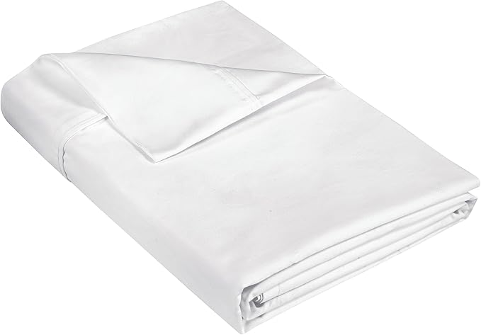 400 Thread Count 100% American Grown Cotton Flat Sheet - Cooling Sheets - Twin Sheets - Luxury Sateen Weave - Twin Flat Sheet Sold Separately - Super Soft White Flat Sheet Only (Twin, Signature White)