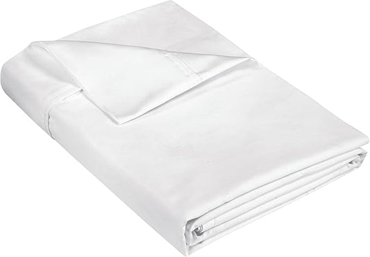 400 Thread Count 100% American Grown Cotton Flat Sheet - Cooling Sheets - Twin Sheets - Luxury Sateen Weave - Twin Flat Sheet Sold Separately - Super Soft White Flat Sheet Only (Twin, Signature White)