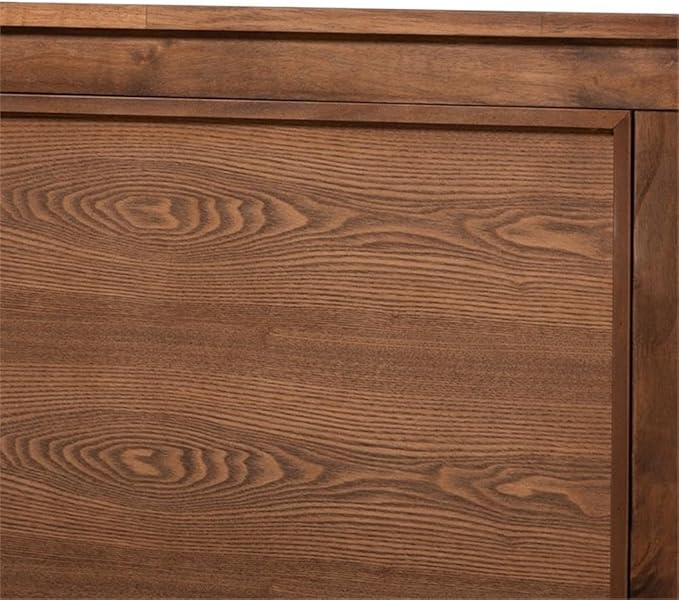 BOWERY HILL Queen Size Wood Platform Canopy Bed, Walnut Finish, Rubberwood and MDF Construction, Tall Beams for Drapes, Inset Paneling, 87.3 in Canopy Height, No Box Spring Needed, Bedroom Furniture