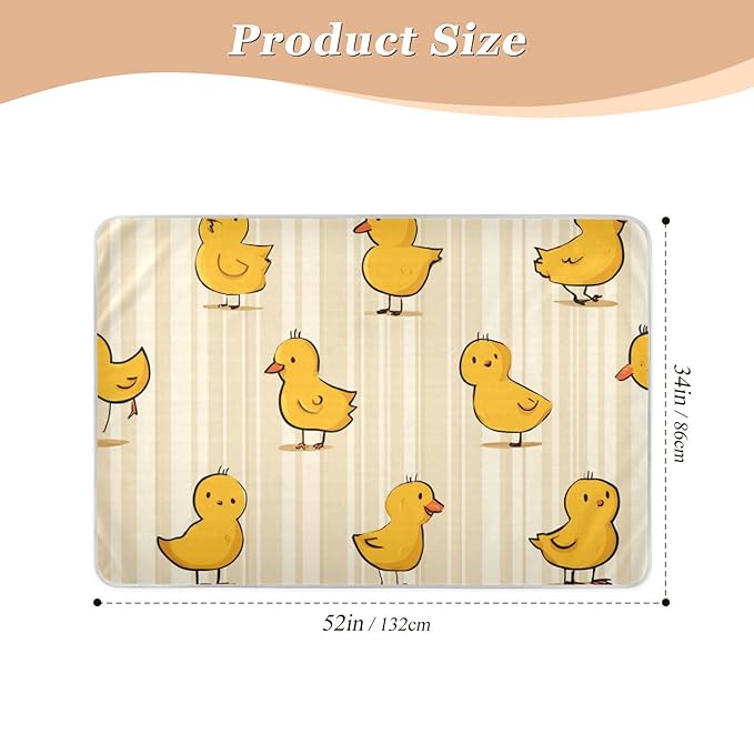 Waterproof Bed Pad Reusable Changing Pad Toddler Mattress Protector Large Pee Pad Baby Diaper Pad Soft Washable Liner Yellow Ducks Stripes