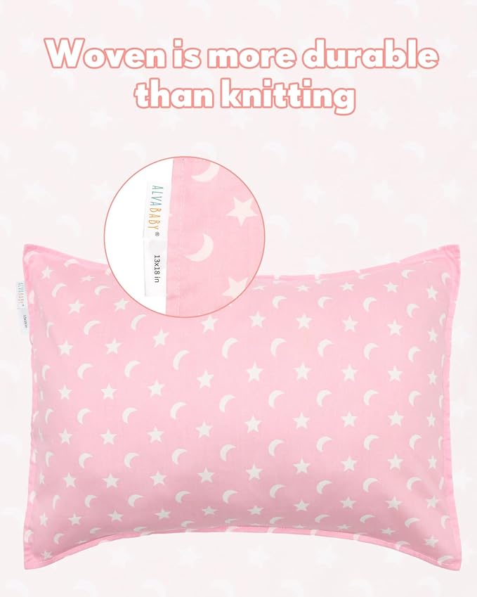 ALVABABY Toddler Pillowcases Fits 14x20in,13x18in Kids Cotton Baby 2 Packs Envelope Kids Pillow Cover for Boy Girl Sleeping Travel 2L-FTP18A
