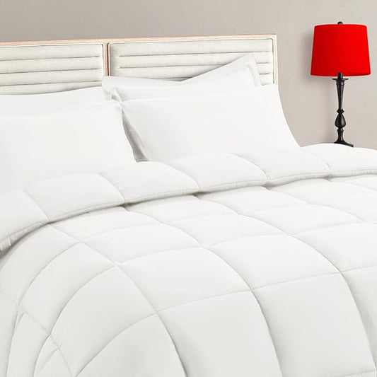 TAIMIT Ivory King Comforter Set - 7 Pieces, Bed in a Bag Bedding Sets with All Season Soft Quilted Warm Fluffy Comforter,Flat Sheet,Fitted Sheet,2 Pillow Shams,2 Pillowcases