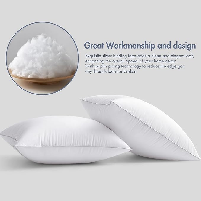 MIULEE Queen Bed Pillows 20 x 30 Pillow Inserts (Set of 2) -Decorative Throw Pillow Inserts with 100% Cotton Covers Rectangle Queen Size for Bed Couch