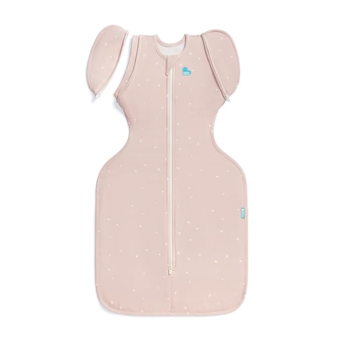 Love to Dream Swaddle Up™ Transition Bag, 1.0 TOG, 13-19 lbs, Stage 2, Zip-Off Wings, Gently Help Baby Transition from Being Swaddled to Arms Free When Showing Signs of Rolling, Powder Pink Twinkle