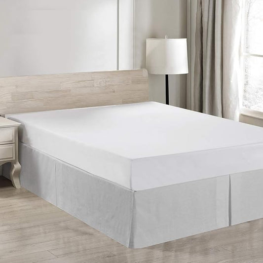 Simple&Opulence Belgian Linen Bed Skirt with Classic 14 inch Tailored Drop Dust Ruffle, Easy Fit Breathable Premium Natural Flax- Basic Grey, King