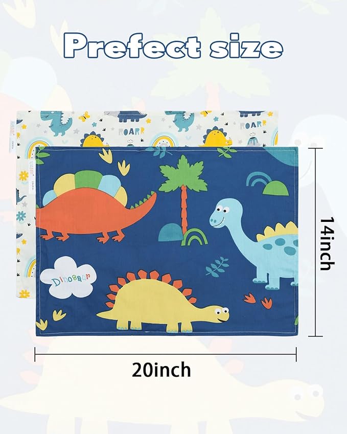 ALVABABY Toddler Pillowcases 2 Pack Organic Cotton Kids Pillow Cover Fit 13"x 18" or 14"x19" Envelope for Girl Boy Sleepy Travel(Pillowcase Only) 2L-FTP08A