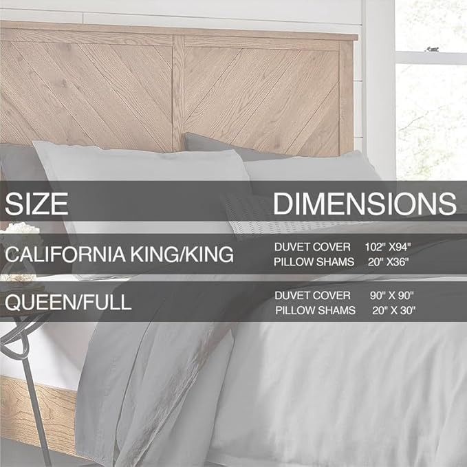 Egyptian Cotton Duvet Cover King Size Reversible 1000 Thread Count 1 Duvet Cover & 2 Pillow Shams Long Staple Quilt Silky Soft, Breathable With Zipper -3 Piece Set (Silver Grey/Elephant Grey)