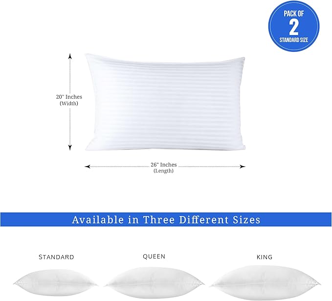 Covers & All Down Alternative Pillows Queen Size Set of 2, Luxury Soft Hotel Pillows for Sleeping, Breathable & Machine Washable, for Side, Back & Stomach Sleepers, 26" L x 20" W