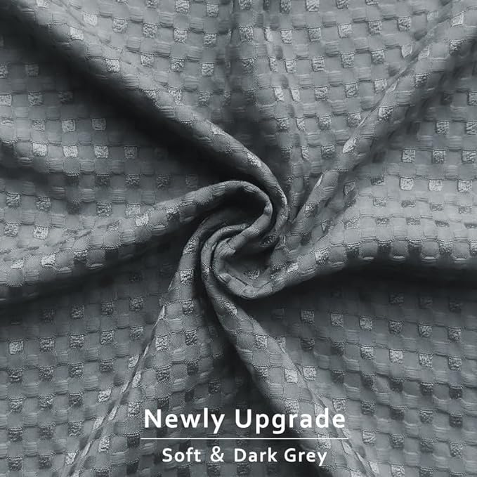 MIYE Pleated Waffle Weave Bed Skirt, Tailored Dust Ruffle 16 Inch Drop Easy Fit, Machine Washable (Dark Grey, King - 16" Drop)