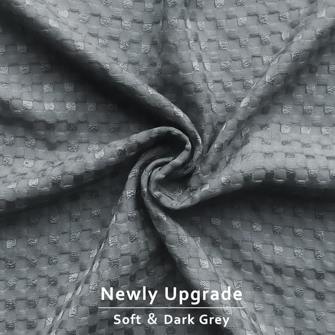 MIYE Pleated Waffle Weave Bed Skirt, Tailored Dust Ruffle 22 Inch Drop Easy Fit, Machine Washable (Dark Grey, Queen - 22" Drop)