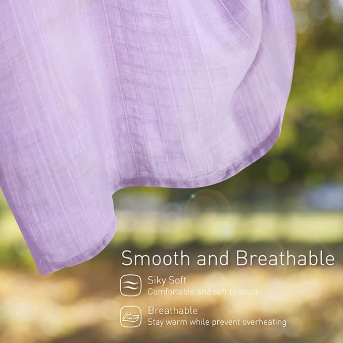 Premium Soft Muslin Cotton Newborn Baby Swaddle Blanket Unisex Swaddle Wrap Silky Swaddle Blankets Neutral Receiving Blanket for Newborn Boys and Girls Large 47 x 47 inches(120x120cm) (Lightpurple)
