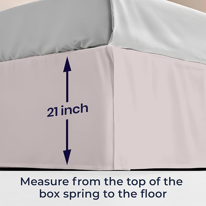 SGI bedding 21 inch Drop Bed Skirt Cal King Size - Platform Style with Secure Fit, Classic Tailored Look, Elegant Pleated Style Dust Ruffle, Split Corners, Wrinkle Resistant Microfiber - Warm Grey