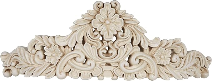 Izabella Traditional Wall Teester | Neutral Antique Ivory Finish | Royal Bed Crown Creates a Lavish Canopy with your Window Curtain Panels or Sheer Drapery | Classic Scrollwork and Medallion Design