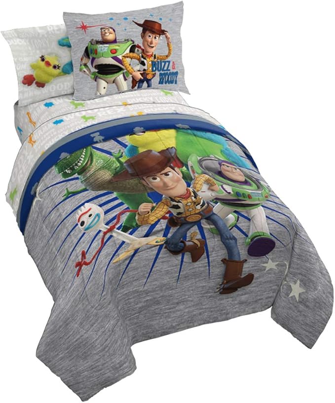 Jay Franco Disney Pixar Story 4 All The Toys Twin Bed Set, Blue