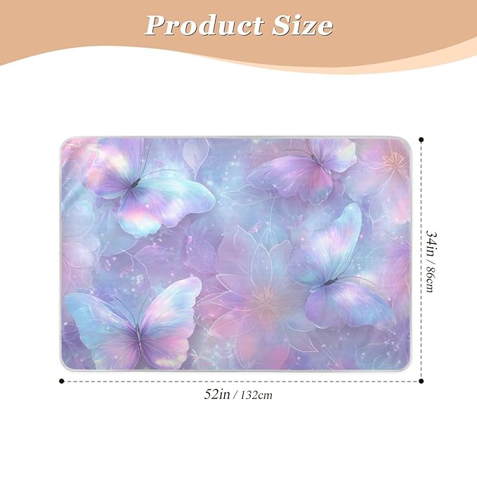 Waterproof Bed Pad Reusable Changing Pad Toddler Mattress Protector Large Pee Pad Baby Diaper Pad Soft Washable Liner Blue Butterfly Blossom