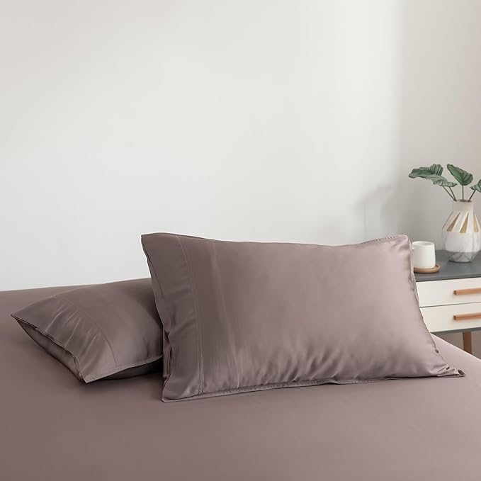 Bella Coterie | Luxury Bamboo Viscose Standard Size Pillowcase Set | 100% Organically Grown | Ultra Soft | Cooling | 2 Pcs [Mocha]
