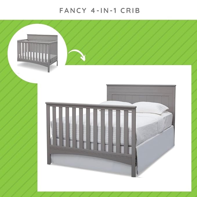 Full-Size Conversion Kit Bed Rails Compatible with Fancy Convertible Crib by Delta Children - Solid Wood Rail #0050 - Toddler & Adult Bed Rail for Full-Size - Nursery & Baby Furniture (Grey - 026)