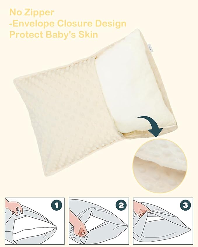 ALVABABY Toddler Pillowcase Kids Pillow Cover Polyester Bean Velvet Soft Warm 2 Pack Fit 13"x 18" or 12"x16" Envelope for Girl Boy Sleepy Travel 2TPD02A