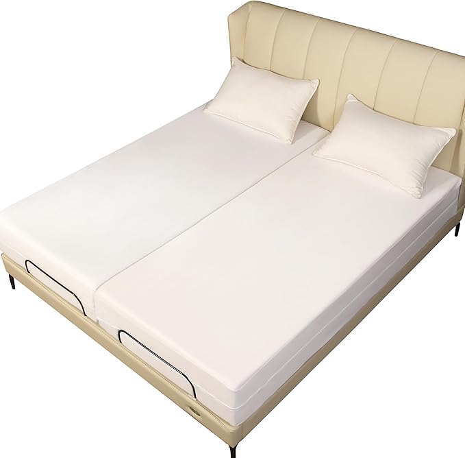 Split King Mattress Encasement 39" x 80" (2PCs Twin XL) - Waterproof Zippered Protector Hypoallergenic Premium Quality Bed Cover for Adjustable Beds and Split Mattresses (11"-16" Depth)