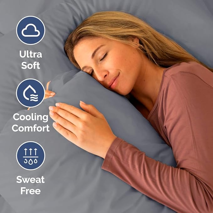 Short Queen Size 4 Piece Sheet Set - RV Short Queen, Soft, Breathable & Cooling Bed Sheets Set w/ Deep Pockets - Hotel Luxury Bedding for Women, Men, Kids, Teens, Boys & Girls - Oeko-Tex - Steel Blue