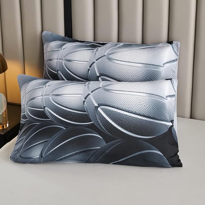 Teen Boy Comforter Set Queen,Basketball Bedding Set for Kids Boys Teens,Black and Grey Sports Comforter Queen with 2 Pillowcases,Basketball Comforters Queen Size for Boys,All Season Use