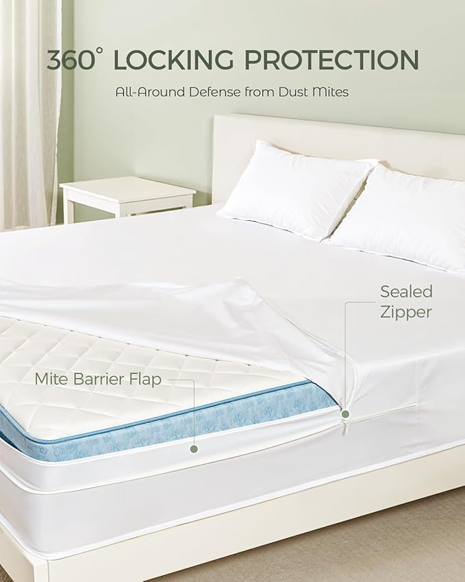 FAUNNA 100% Cotton Mattress Protectors, Bed Bug and Dust Mite Proof Mattress Cover, Hypoallergenic Antibacterial Protection, Noiseless Zipper Six-Sided Mattress Encasement (Twin 8" Deep)