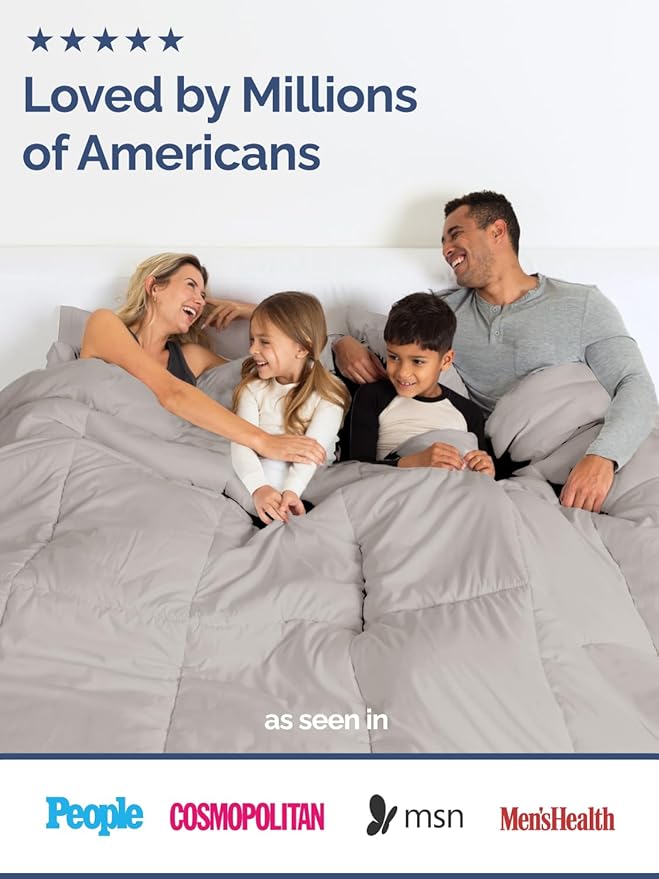 Full Size, Light Gray Alternative Down Comforter - Warm, Lightweight, Luxury and Breathable Hotel Quality Bedding Set - All Season Fluffy and Cozy Oversized Cooling Microfiber Duvet Insert Comforter