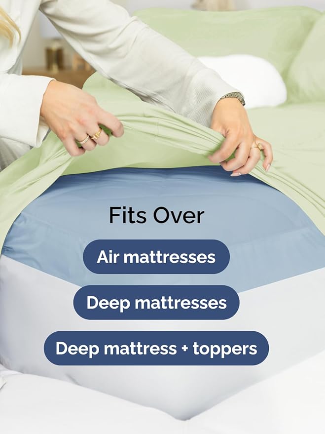 Extra Deep Twin XL Sheet Set - 4 Piece Breathable and Cooling Sheets - Hotel Luxury Bedding for Women, Men, Kids & Teens - Easy & Secure Fit - Soft and Wrinkle Free - Extra Deep Pockets - Light Sage