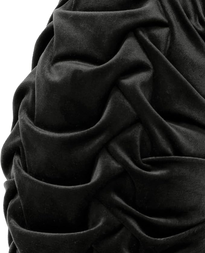 Lush Decor Round Pleated Soft Velvet Decorative Throw Pillow, 1 Count, 15" Diameter, Black - Plush Round Pillow, Seat Cushion, Decorative Pillows For Bed, Couch, Or Chair