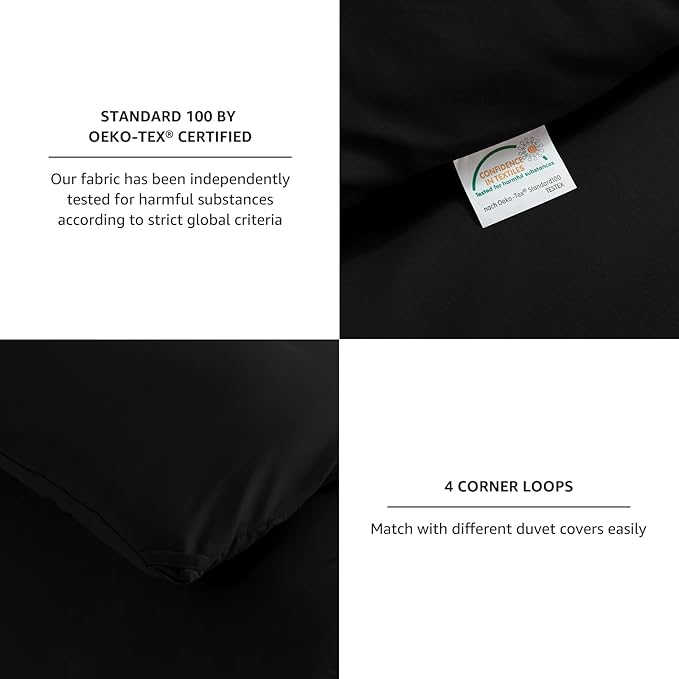 CozyLux Queen Comforter Set Black, 3 Pieces Solid Comforters Queen Size Breathable Quilted Bedding Sets, Luxury Soft Microfiber Down Alternative Comforter for All Season (1 Comforter & 2 Pillowcases)